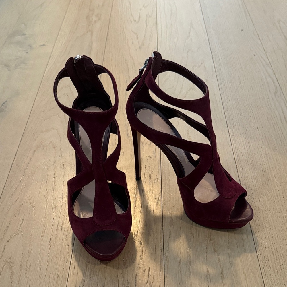 Alexander McQueen Deep Red Strappy Heels